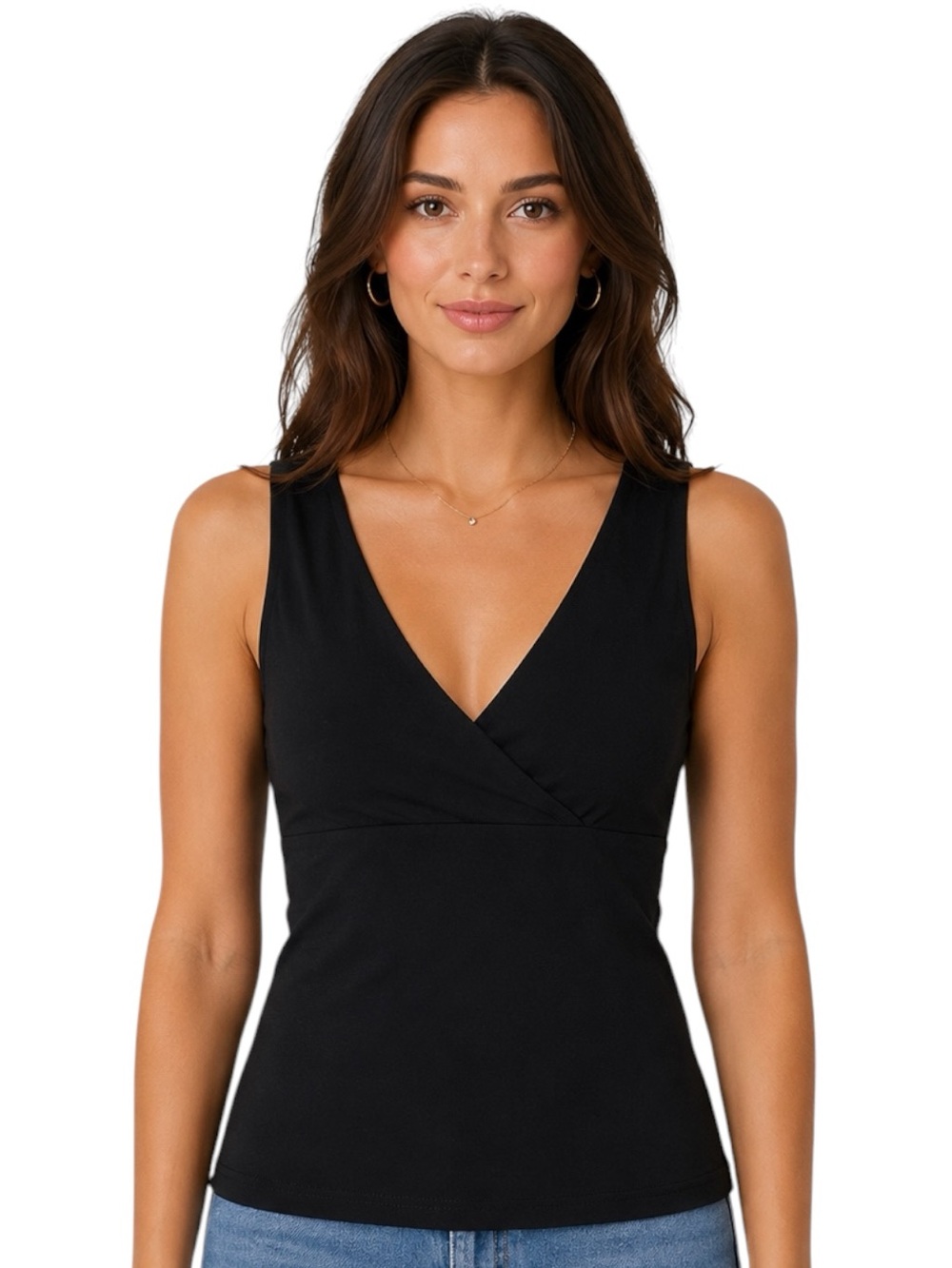 Vintage Y2K Express Black Sleeveless V Neck Stretch Tank Top Size M